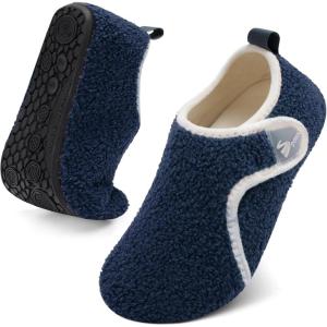 Spesoul Slippers for Women Men Rubber Soles House Slippers Indoor House Shoes Slip On Slipper Socks for Home Bedroom Swollen Edema Feet(Navy)