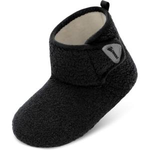 Spesoul Womens Mens Slipper Boots Fuzzy House Slippers Non Slip Slipper Socks Adjustable Bootie Slippers for Indoor and Outdoor(Black)