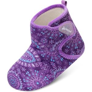 Spesoul Womens Mens Slipper Boots Fuzzy House Slippers Non Slip Slipper Socks Adjustable Bootie Slippers for Indoor and Outdoor(Boxipurple)