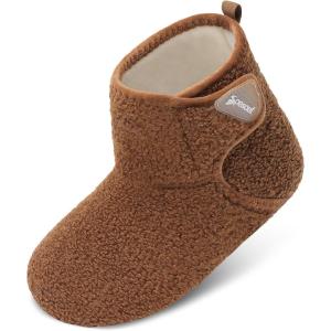Spesoul Womens Mens Slipper Boots Fuzzy House Slippers Non Slip Slipper Socks Adjustable Bootie Slippers for Indoor and Outdoor(Brown)