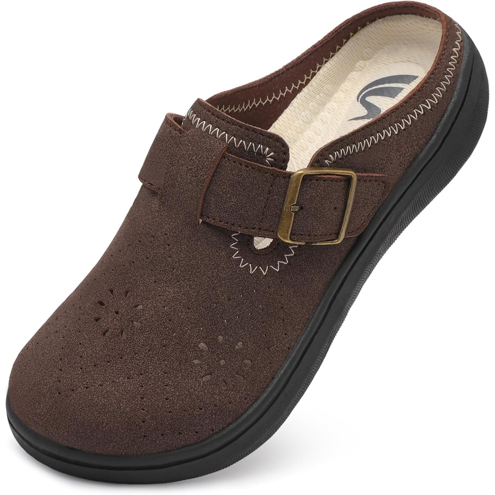 image:imageSpesoul Clogs for Women Wide Width Slip On Mules Slide On Potato Shoes Diabetic Slippers Closed Toe Zero Drop for Swollen Feet Summer Indoor OutdoorDarkbrown