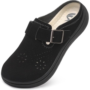 Spesoul Clogs for Women Wide Width Slip On Mules Slide On Potato Shoes Diabetic Slippers Closed Toe Zero Drop for Swollen Feet Summer Indoor Outdoor(Black)