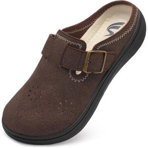 Spesoul Clogs for Women Wide Width Slip On Mules Slide On Potato Shoes Diabetic Slippers Closed Toe Zero Drop for Swollen Feet Summer Indoor Outdoor(Darkbrown)