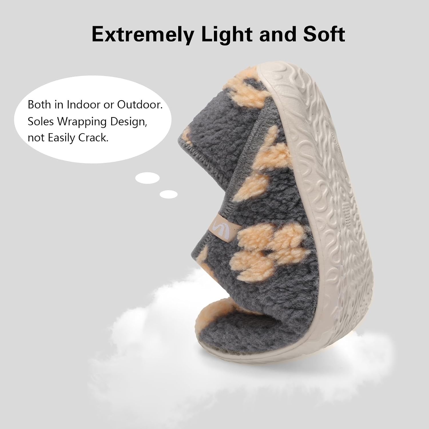 image:imageSpesoul Fuzzy House Slippers for Women Men Indoor Closed Back Lightweight Cozy Faux Furry Lining Barefoot House Shoes Slipper Socks for Bedroom Home Office Yoga Outdoor Walking ShoesGreyyellflow