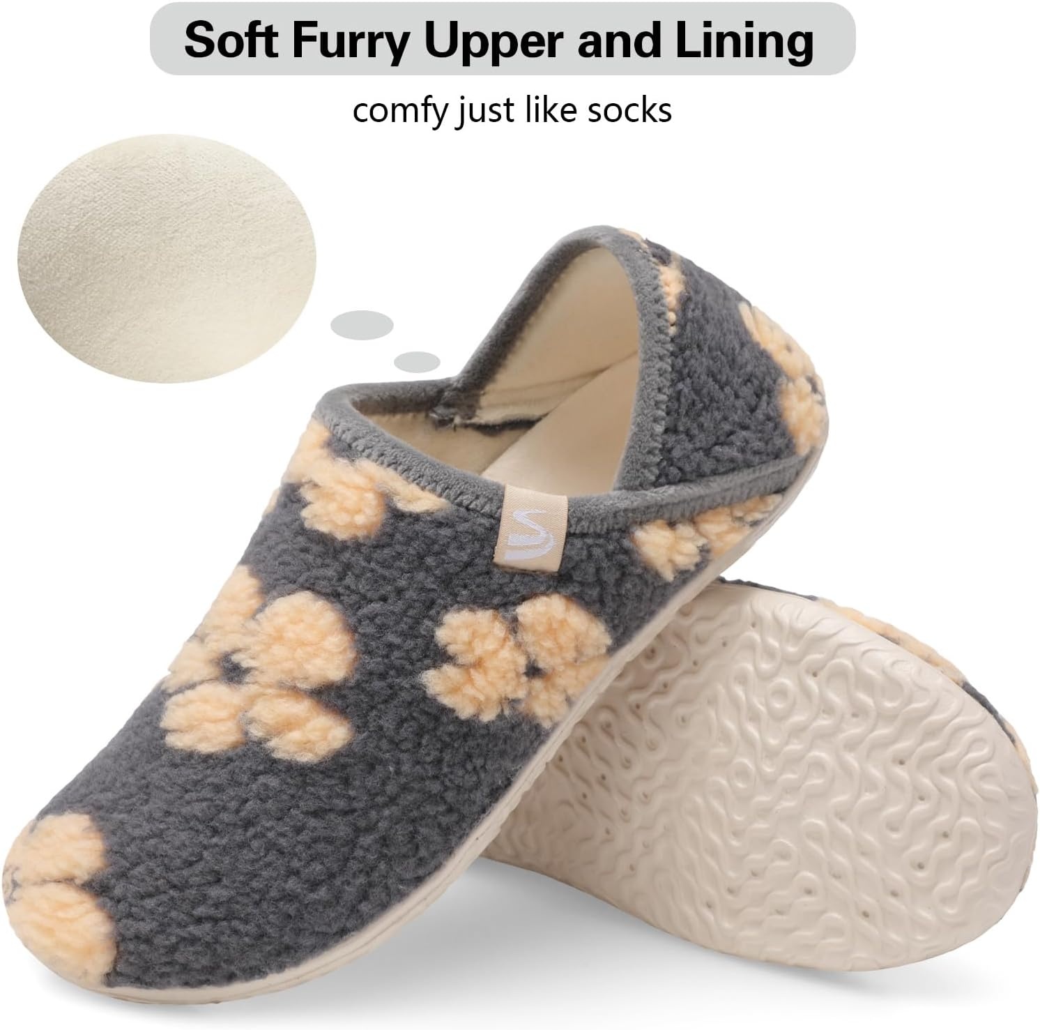 image:imageSpesoul Fuzzy House Slippers for Women Men Indoor Closed Back Lightweight Cozy Faux Furry Lining Barefoot House Shoes Slipper Socks for Bedroom Home Office Yoga Outdoor Walking ShoesGreyyellflow