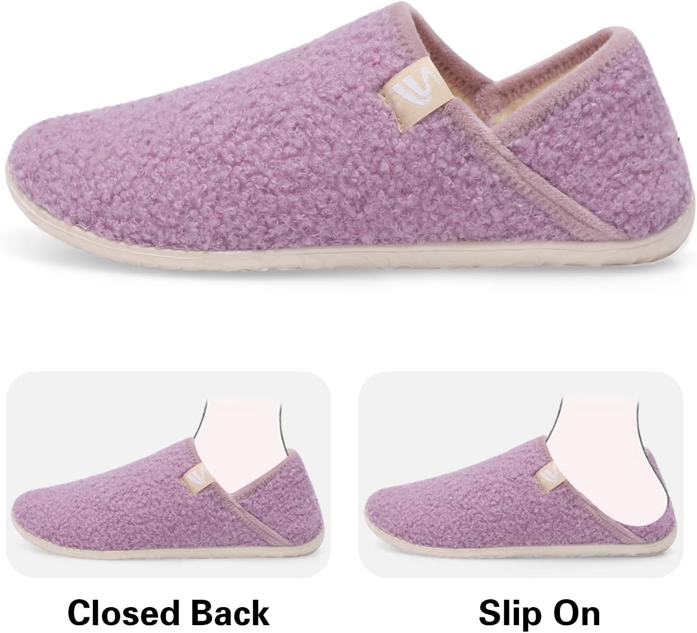 image:imageSpesoul Fuzzy House Slippers for Women Men Indoor Closed Back Lightweight Cozy Faux Furry Lining Barefoot House Shoes Slipper Socks for Bedroom Home Office Yoga Outdoor Walking ShoesPurple