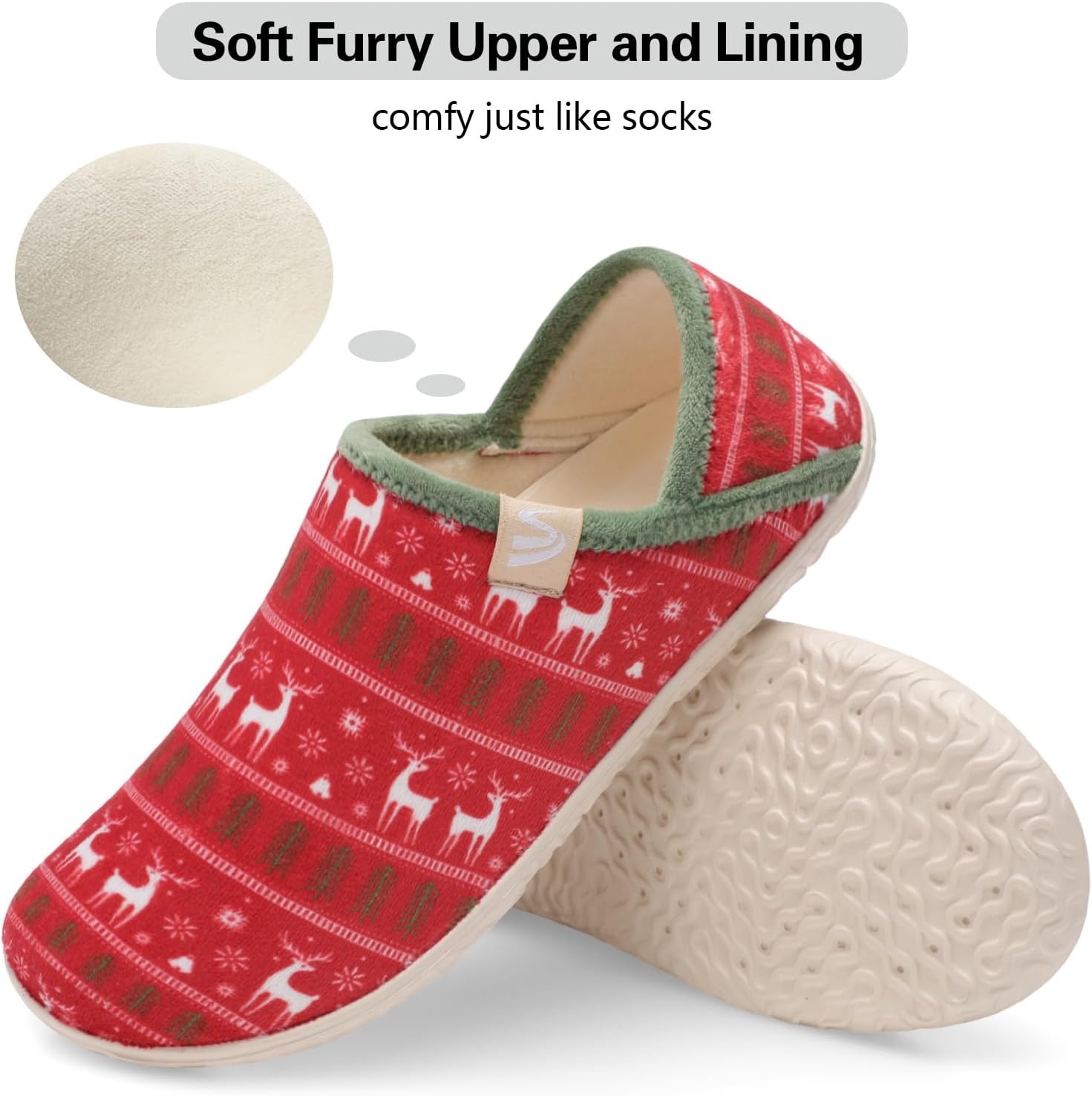 image:imageSpesoul Fuzzy House Slippers for Women Men Indoor Closed Back Lightweight Cozy Faux Furry Lining Barefoot House Shoes Slipper Socks for Bedroom Home Office Yoga Outdoor Walking ShoesRedchriselk
