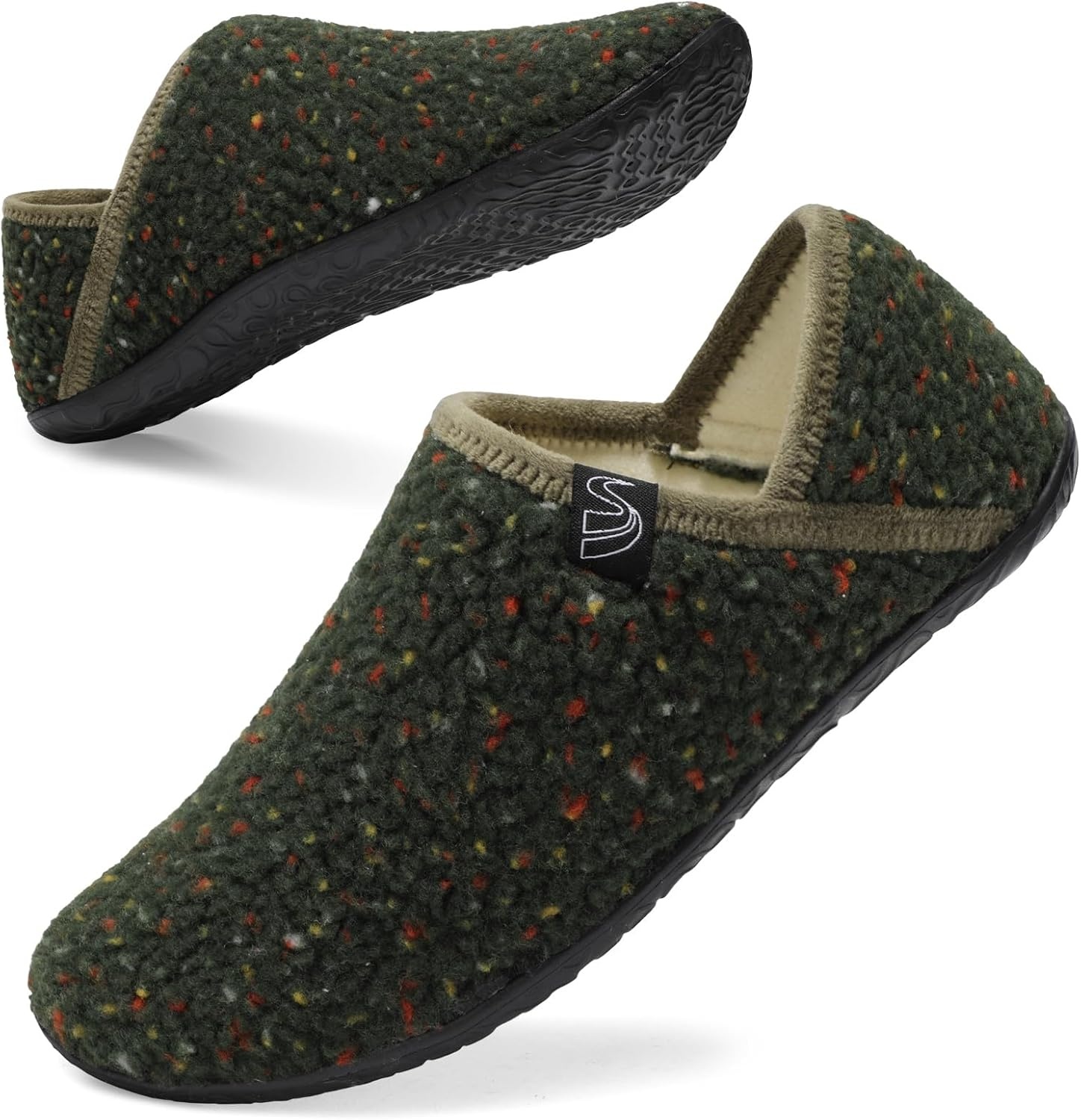 image:imageSpesoul Fuzzy House Slippers for Women Men Indoor Closed Back Lightweight Cozy Faux Furry Lining Barefoot House Shoes Slipper Socks for Bedroom Home Office Yoga Outdoor Walking ShoesDarkgrnparti
