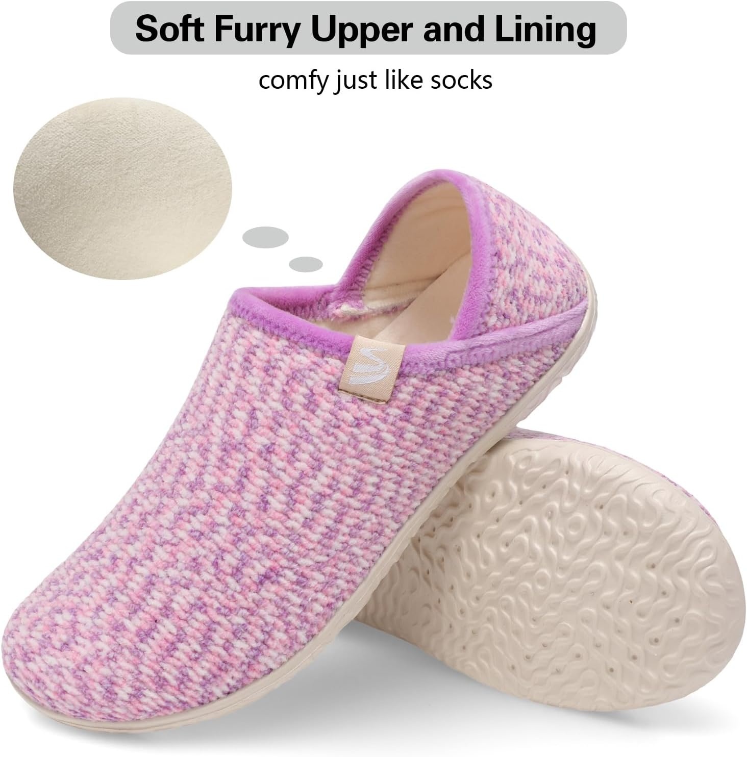 image:imageSpesoul Fuzzy House Slippers for Women Men Indoor Closed Back Lightweight Cozy Faux Furry Lining Barefoot House Shoes Slipper Socks for Bedroom Home Office Yoga Outdoor Walking ShoesPurplepink