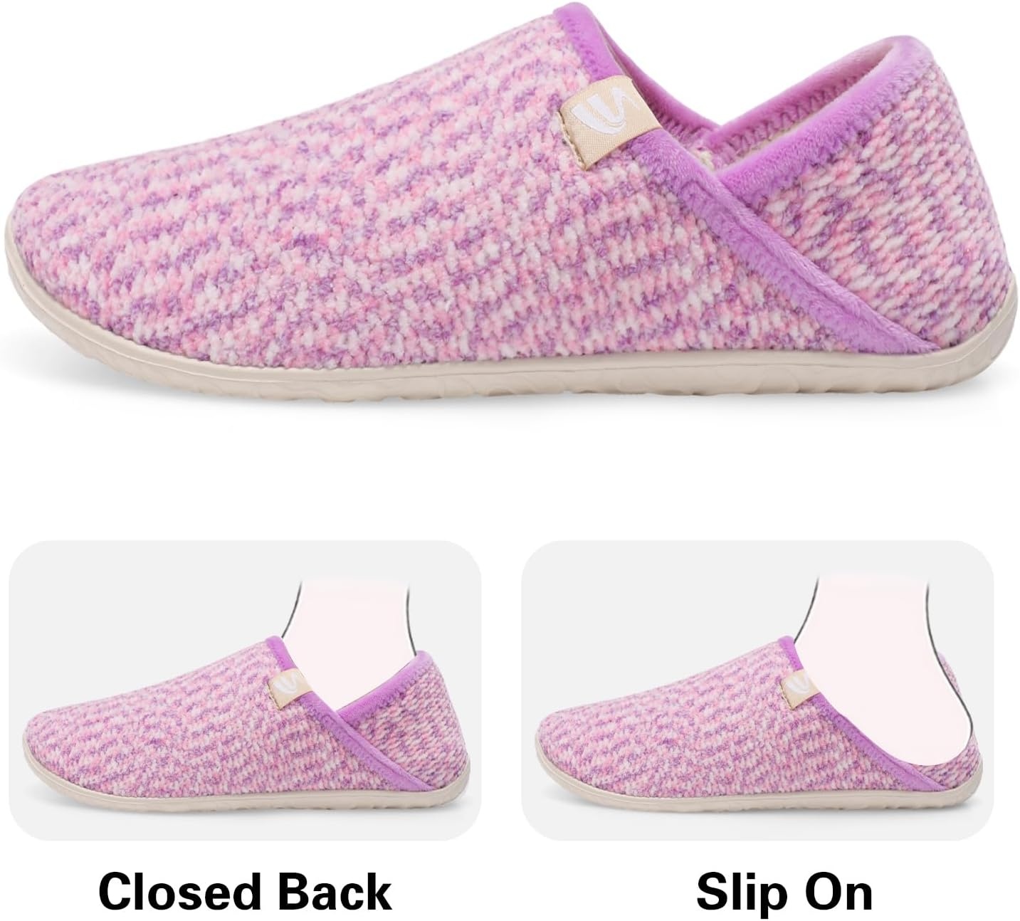 image:imageSpesoul Fuzzy House Slippers for Women Men Indoor Closed Back Lightweight Cozy Faux Furry Lining Barefoot House Shoes Slipper Socks for Bedroom Home Office Yoga Outdoor Walking ShoesPurplepink