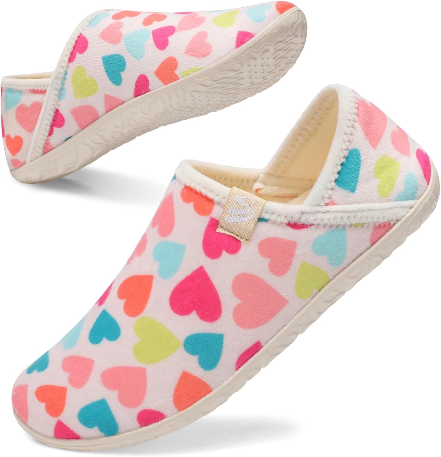 image:imageSpesoul Fuzzy House Slippers for Women Men Indoor Closed Back Lightweight Cozy Faux Furry Lining Barefoot House Shoes Slipper Socks for Bedroom Home Office Yoga Outdoor Walking ShoesBeigeheart