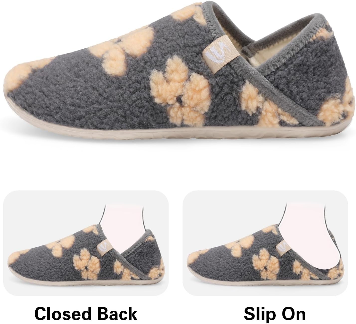 image:imageSpesoul Fuzzy House Slippers for Women Men Indoor Closed Back Lightweight Cozy Faux Furry Lining Barefoot House Shoes Slipper Socks for Bedroom Home Office Yoga Outdoor Walking ShoesGreyyellflow