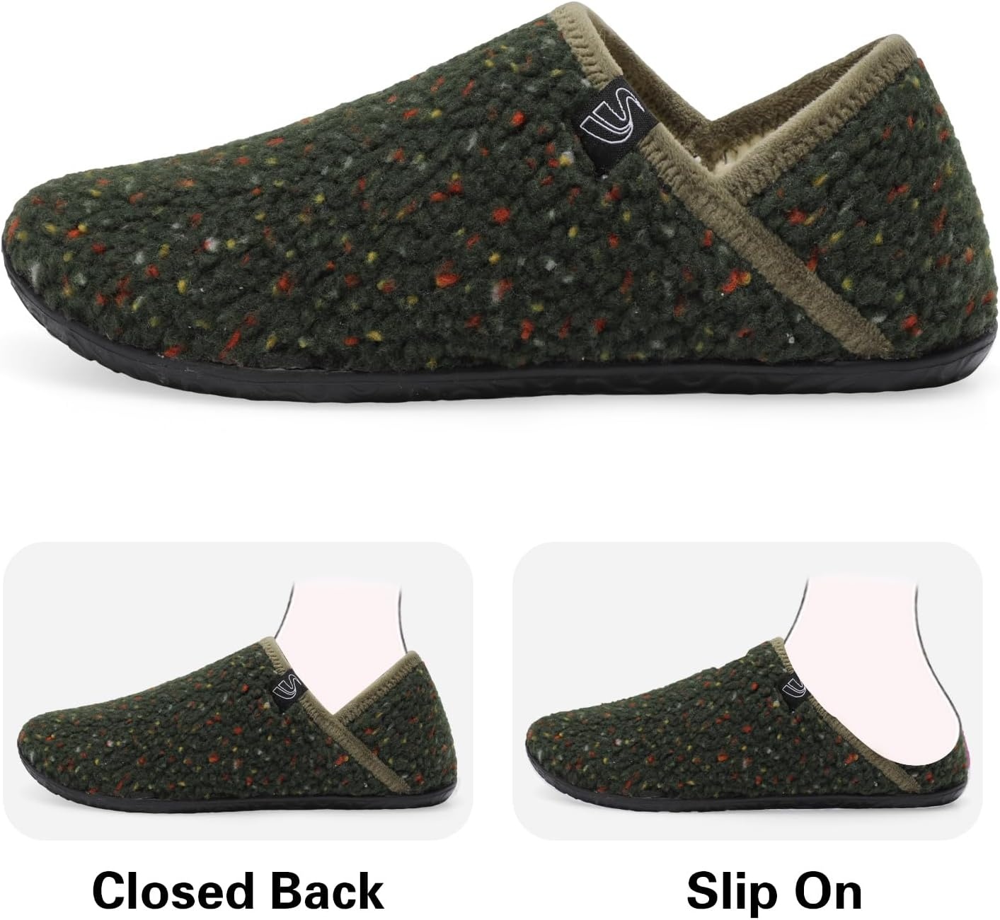 image:imageSpesoul Fuzzy House Slippers for Women Men Indoor Closed Back Lightweight Cozy Faux Furry Lining Barefoot House Shoes Slipper Socks for Bedroom Home Office Yoga Outdoor Walking ShoesDarkgrnparti
