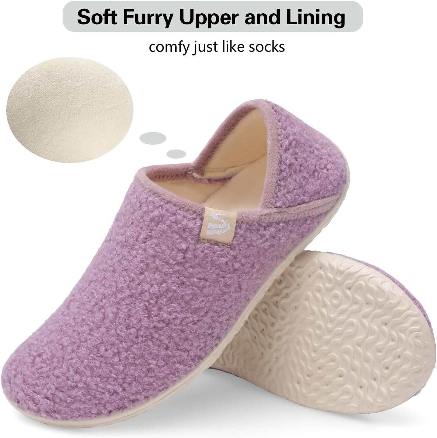image:imageSpesoul Fuzzy House Slippers for Women Men Indoor Closed Back Lightweight Cozy Faux Furry Lining Barefoot House Shoes Slipper Socks for Bedroom Home Office Yoga Outdoor Walking ShoesPurple