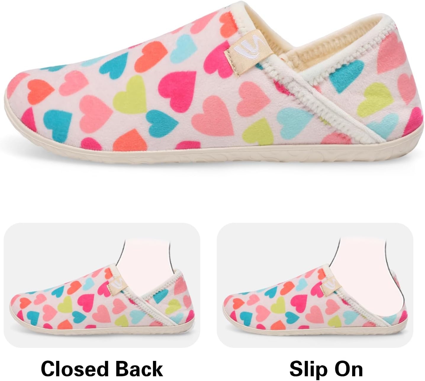 image:imageSpesoul Fuzzy House Slippers for Women Men Indoor Closed Back Lightweight Cozy Faux Furry Lining Barefoot House Shoes Slipper Socks for Bedroom Home Office Yoga Outdoor Walking ShoesBeigeheart