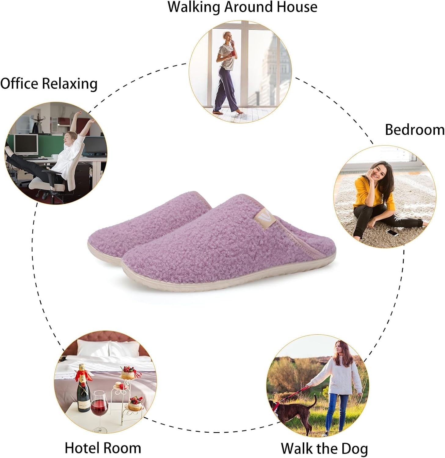 image:imageSpesoul Fuzzy House Slippers for Women Men Indoor Closed Back Lightweight Cozy Faux Furry Lining Barefoot House Shoes Slipper Socks for Bedroom Home Office Yoga Outdoor Walking ShoesPurple