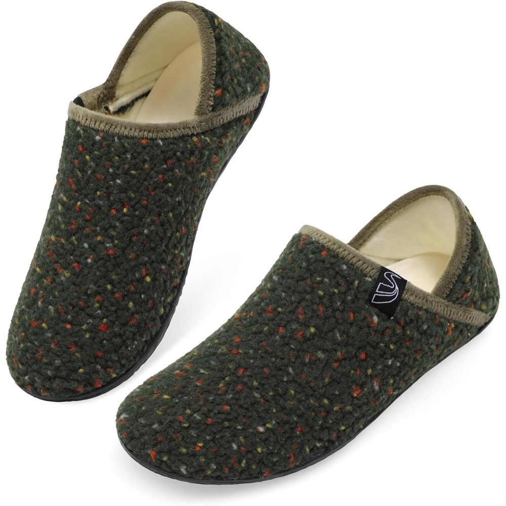 image:imageSpesoul Fuzzy House Slippers for Women Men Indoor Closed Back Lightweight Cozy Faux Furry Lining Barefoot House Shoes Slipper Socks for Bedroom Home Office Yoga Outdoor Walking ShoesDarkgrnparti