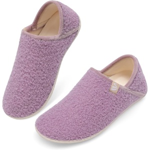 Spesoul Fuzzy House Slippers for Women Men Indoor Closed Back Lightweight Cozy Faux Furry Lining Barefoot House Shoes Slipper Socks for Bedroom Home Office Yoga Outdoor Walking Shoes(Purple)