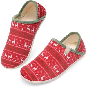 Spesoul Fuzzy House Slippers for Women Men Indoor Closed Back Lightweight Cozy Faux Furry Lining Barefoot House Shoes Slipper Socks for Bedroom Home Office Yoga Outdoor Walking Shoes(Redchriselk)
