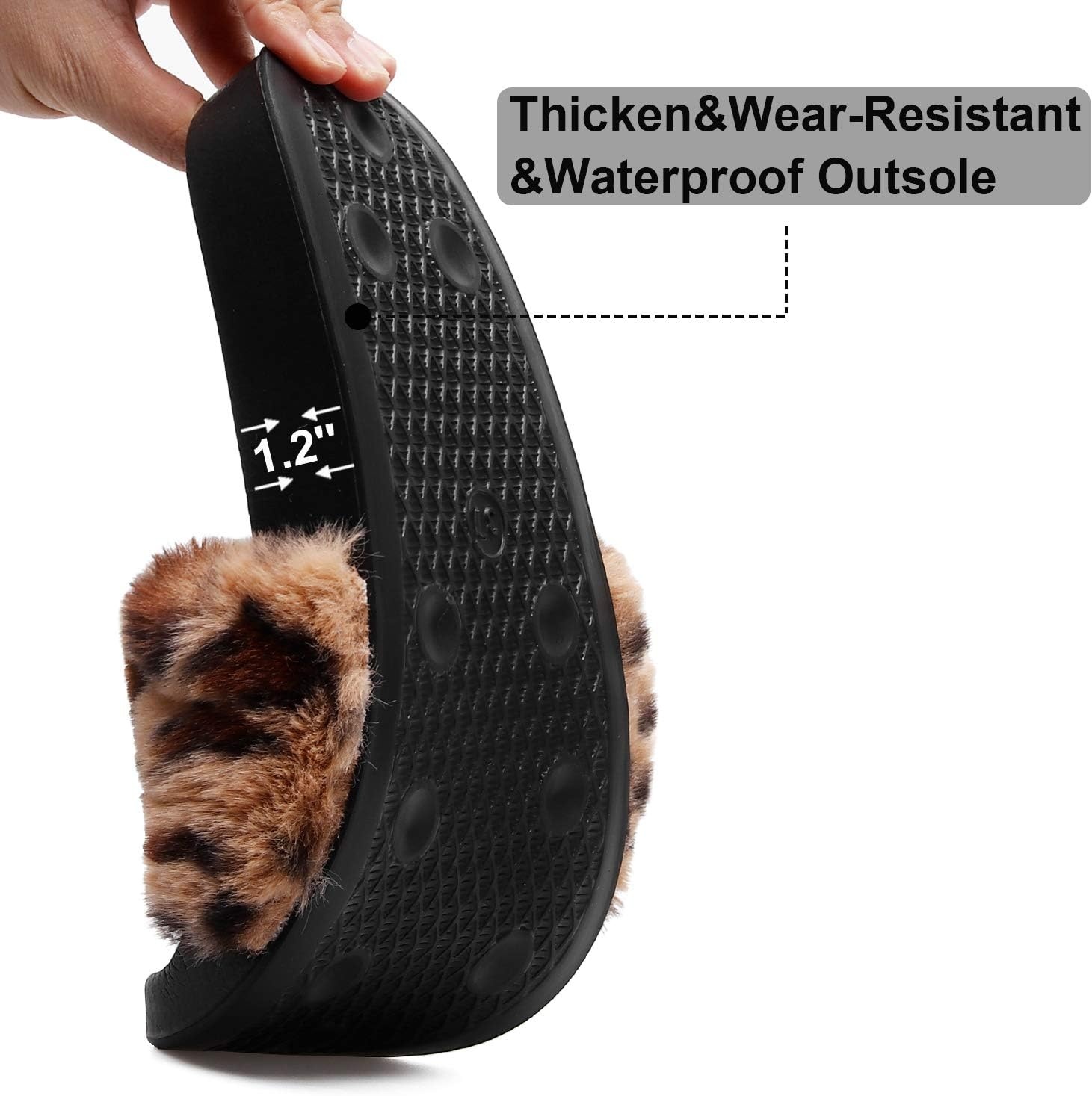 image:imageSlides for Women Womens Slippers Fur Fuzzy Fluffy for House Bedroom Flat Slide Sandals Faux Fur Open Toe Arch Support Casual Indoor Outdoor Summer WinterC Leopattern