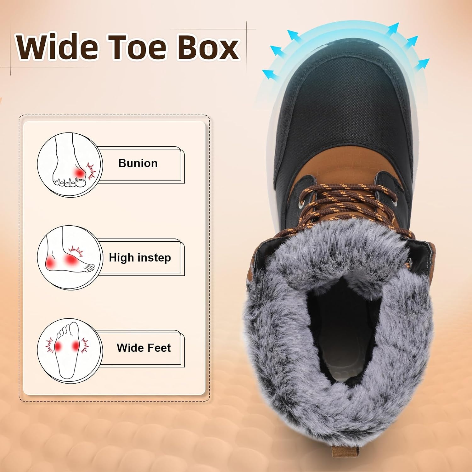 image:imageSpesoul Snow Boots for Men Winter Boots Warm Wide Waterproof LightweightBrownbl