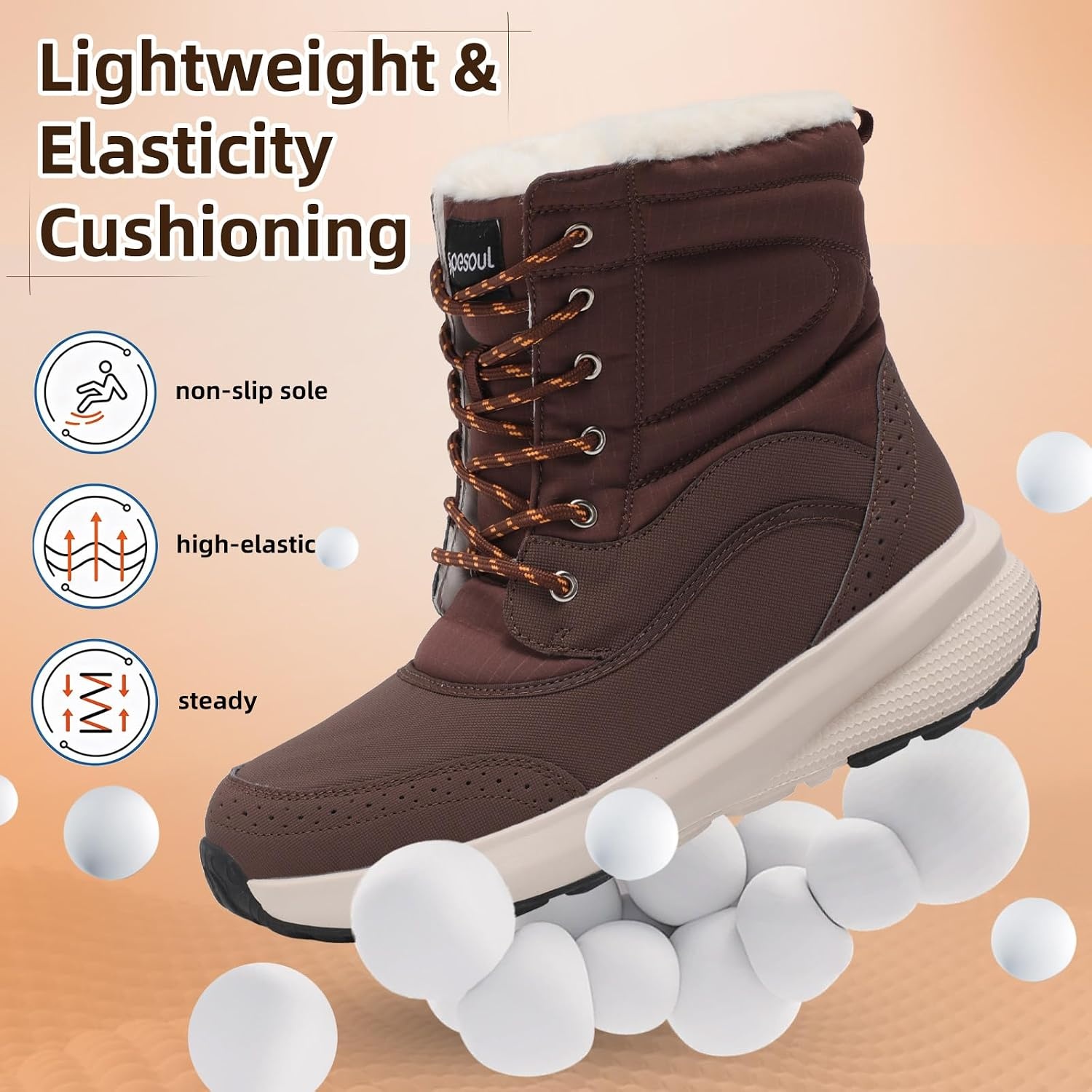 image:imageSpesoul Snow Boots for Men Winter Boots Warm Wide Waterproof LightweightDarkbrown