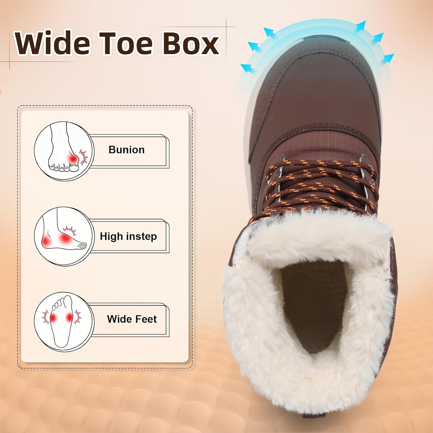 image:imageSpesoul Snow Boots for Men Winter Boots Warm Wide Waterproof LightweightDarkbrown