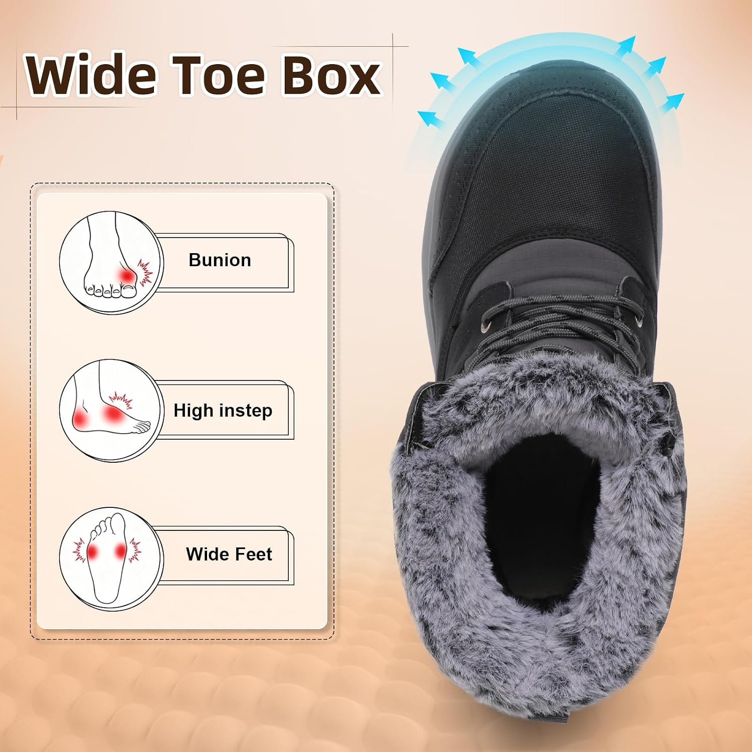 image:imageSpesoul Snow Boots for Men Winter Boots Warm Wide Waterproof LightweightDarkgreybl