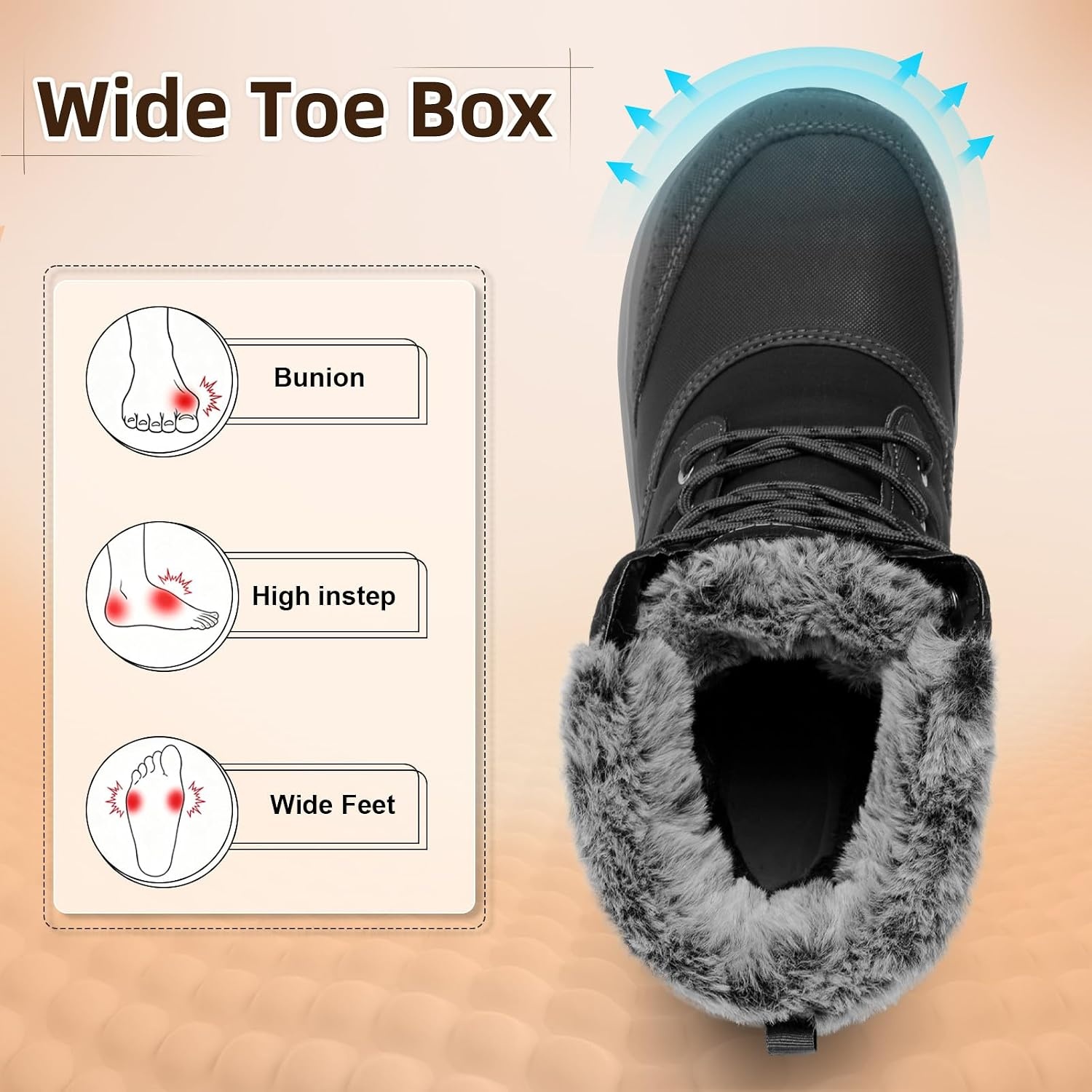 image:imageSpesoul Snow Boots for Men Winter Boots Warm Wide Waterproof LightweightDrakgrey