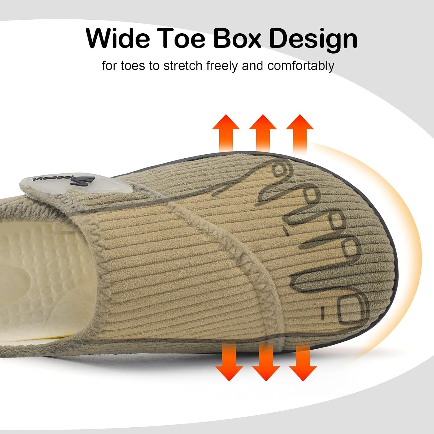 image:imageSpesoul Wide Womens Slippers Adjustable Diabetic Shoes Fuzzy Rubber Soles House Shoes Indoor Outdoor Slippers for Home Bedroom Swollen Edema FeetDarkgreen