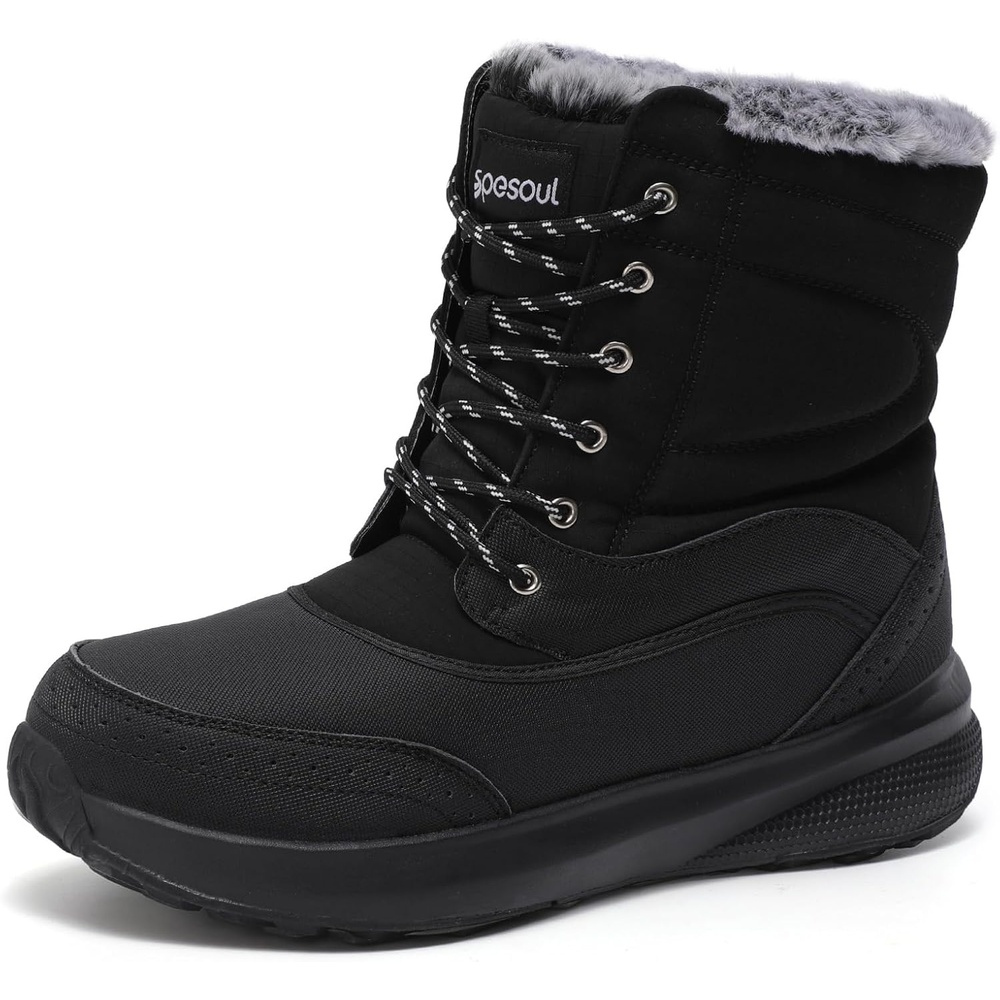 image:imageSpesoul Snow Boots for Men Winter Boots Warm Wide Waterproof LightweightBlack
