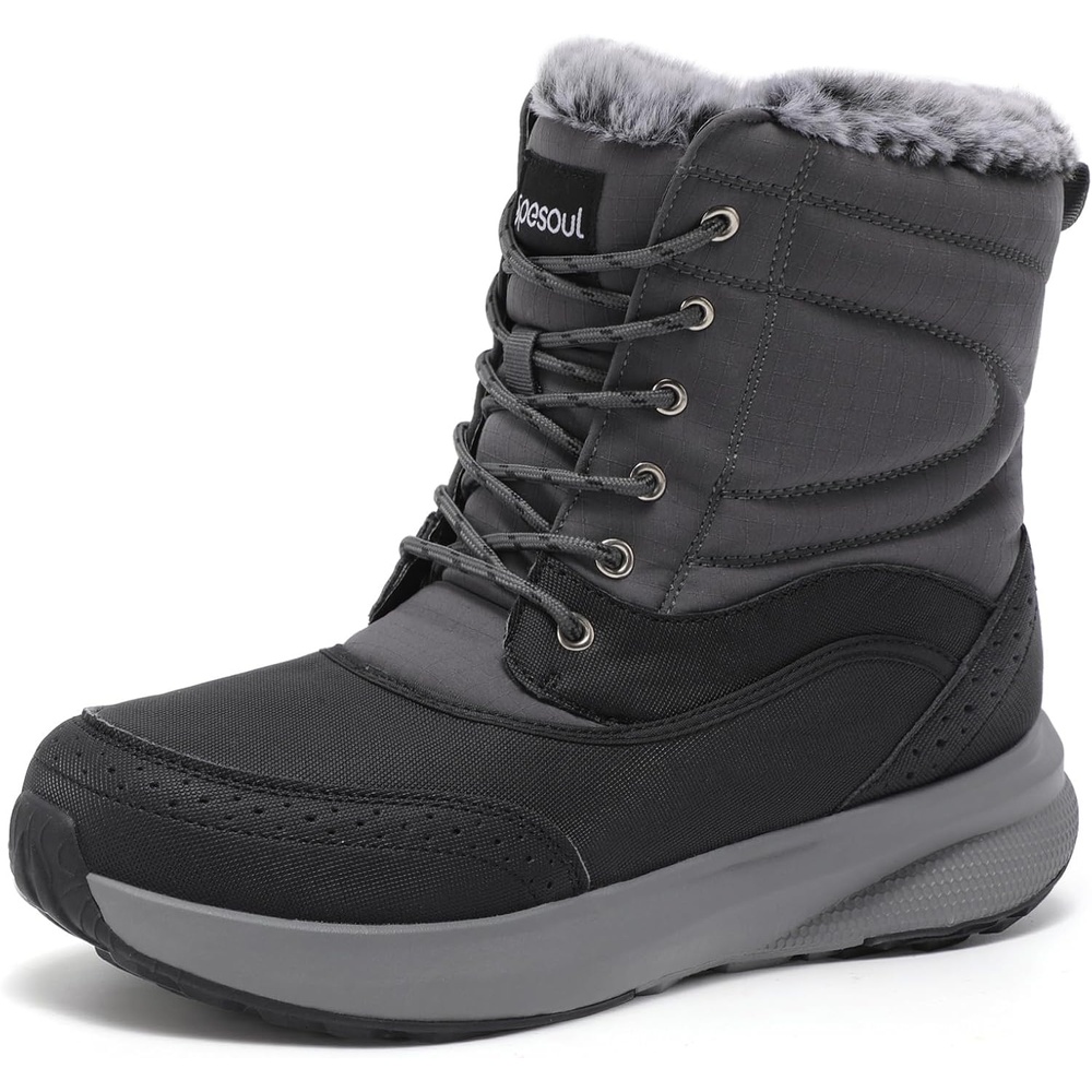 image:imageSpesoul Snow Boots for Men Winter Boots Warm Wide Waterproof LightweightDarkgreybl