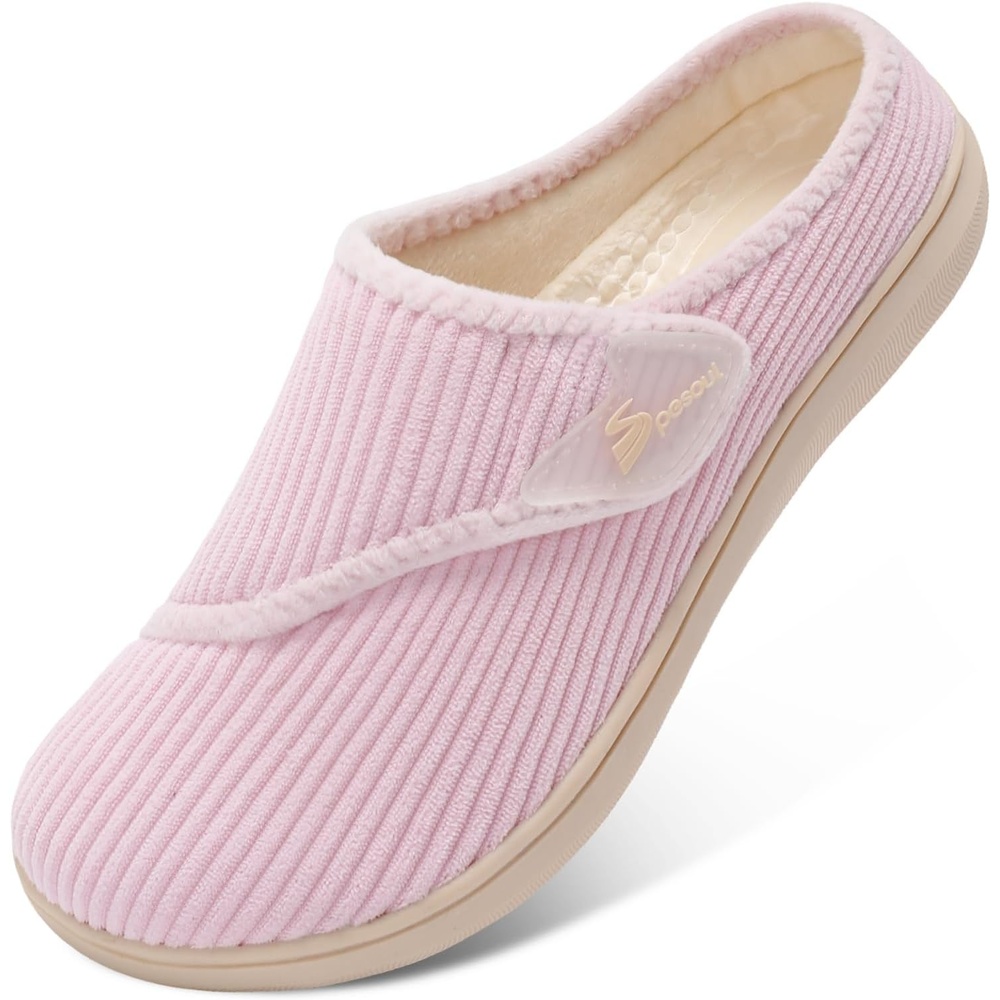 image:imageSpesoul Wide Womens Slippers Adjustable Diabetic Shoes Fuzzy Rubber Soles House Shoes Indoor Outdoor Slippers for Home Bedroom Swollen Edema FeetLightpink