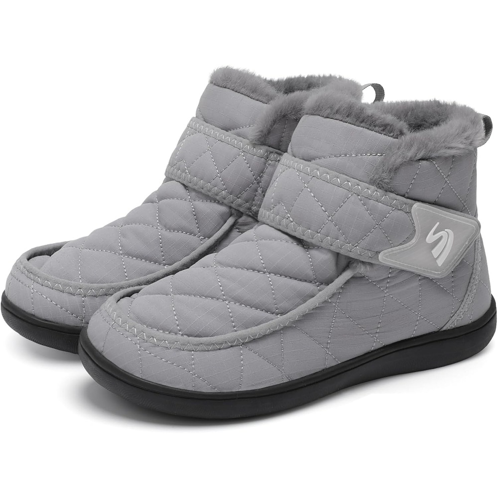 image:imageSpesoul Winter Boots for Women Waterproof Snow Boots Fuzzy Zero Drop Winter Shoes Slip On Ankle Booties for Outdoor WalkingLightgrey