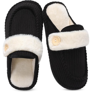 Spesoul Slippers for Women Indoor House Shoes Fuzzy Bedroom Home(Black)