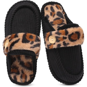 Spesoul Slippers for Women Indoor House Shoes Fuzzy Bedroom Home(Blackleo)