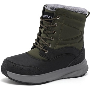 Spesoul Snow Boots for Men Winter Boots Warm Wide Waterproof Lightweight(Armygrnblk)