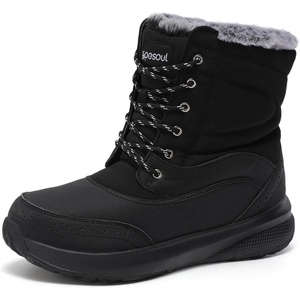 Spesoul Snow Boots for Men Winter Boots Warm Wide Waterproof Lightweight(Black)