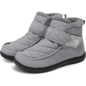 Spesoul Winter Boots for Women Waterproof Snow Boots Fuzzy Zero Drop Winter Shoes Slip On Ankle Booties for Outdoor Walking(Lightgrey)